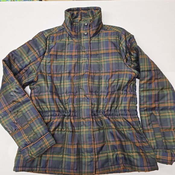Lauren Women's Plaid Puffer Jacket - Dark Green and Navy - Large - Picture 3 of 8